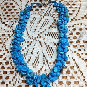 Turquoise  stone chip necklace